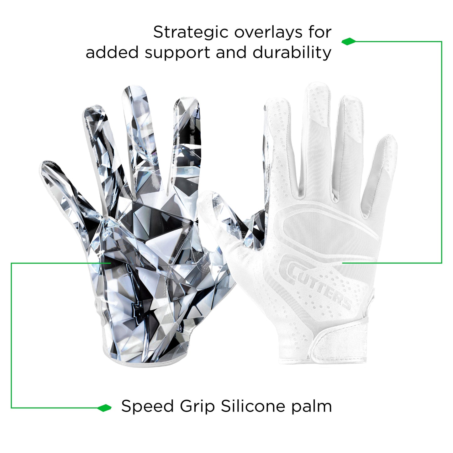 Game Day Elite Adult Unisex Football Receiver Gloves White Diamond, L/XL