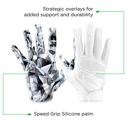 Game Day Elite Adult Unisex Football Receiver Gloves White Diamond, L/XL